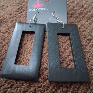 Paparazzi Bold Black Geometric Earrings